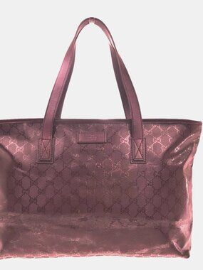GUCCI Logo GG Pattern Imprime Shoulder Tote Bag PVC Leather Burgundy Red 31MA441
